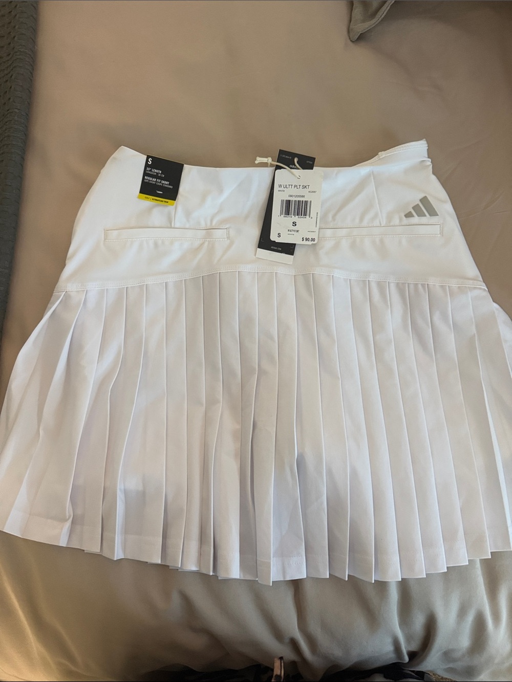 adidas White Mini Skirt with Pleated Underskirt